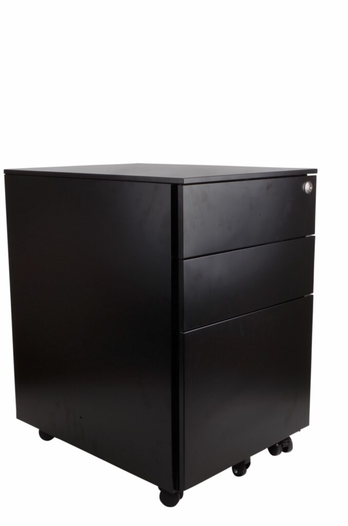Movida Three Drawer Mobile Pedestal in Black