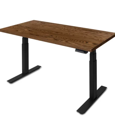 UpDown Pro American Oak Desk Black Frame